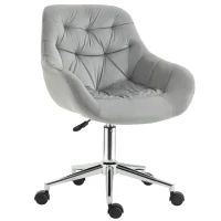 Vinsetto Sedia da Ufficio Ergonomica Girevole con Altezza Regolabile e Ruote, Rivestimento in Velluto, 59x58x80-90cm, Grigio(m-1)