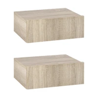 HOMCOM Conjunto de 2 Mesas de Cabeceira com 1 Gaveta Desenho Montado na Parede Estilo Moderno para Dormitório 40x30x15cm Madeira(m-11)