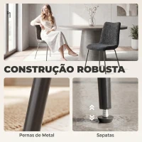 HOMCOM Pack de 2 Cadeiras de Jantar em Veludo com Assento e Encosto Acolchoados e Pernas Metálicas, Cinzento-Escuro(m-6)