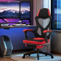 Vinsetto Ergonomische kantoorstoel gamestoel draaistoel met voetsteunen polyester zwart(m-2)