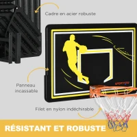 SPORTNOW Panier de basket mural panier de basket extérieur panneau incassable filet anti-déchirure 110 x 90 x 70 cm noir(m-6)