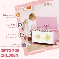 AIYAPLAY Toy Box with Lid, Safety Hinges and Groove Handles, Toy Storage organiser for Kids, Living Room, Playroom, Pink(m-7)