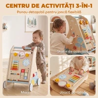 AIYAPLAY Premergător Bebeluși cu Panou Activități, Placaj, Culoare Lemn(m-4)