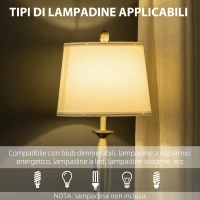 HOMCOM Set con Lampada da Terra e Lampada da Tavolo in Acciaio e Tessuto, Bianco e Argento(m-7)