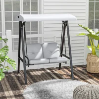 Outsunny Hollywoodschommel, 2-zits tuinschommel met verstelbaar dak, tot 220 kg belastbaar, 145 x 116 x 172 cm, Grijs(m-2)