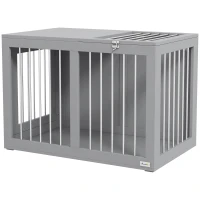 PawHut Hondenkooi Hondenbench Hondenreismand, 2 deuren, vergrendelbaar, stalen gaas, 80 cm x 50 cm x 56,5 cm, Grijs(m-10)