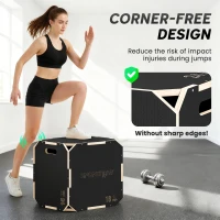 SPORTNOW Non-Slip Plyo Box, Corner-free Wooden Jump Box, 20"x18.9 x16.1"(m-4)