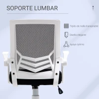 Vinsetto Silla de Oficina Ergonómica Silla de Malla con Altura Ajustable Reposabrazos Abatible Soporte Lumbar Transpirable para Adolescentes Adultos 62,5x55x94-104 cm Negro(m-6)