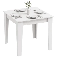 HOMCOM Dining Table for 4, 80L x 80W x 75Hcm, Modern Square Kitchen Table, White(m-13)