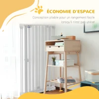 PawHut Barrière pour chien en acier à 3 panneaux pliante double verrouillage et porte intégrée pour porte et escalier blanc(m-6)