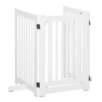 PawHut Cancellino per Cani Pieghevole a 3 Pannelli, Porta Centrale con Blocco, Struttura in MDF, 155x76cm Bianco(m-9)