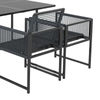 Outsunny 5 Pieces Garden Dining Set, Outdoor Patio Cube Set, 4 Seater Outdoor Table and Chairs with Foldable Backrest, Dark Grey(m-10)
