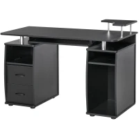 HOMCOM Computertisch Schreibtisch Bürotisch PC Tisch Arbeitstisch Home Office reichlich Stauraum 2 Schubladen Druckregal Schwarz 120 x 55 x 85 cm(m-11)