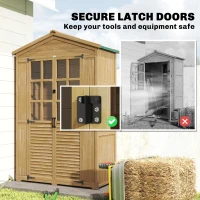 Outsunny Outdoor Wooden Storage Cabinet, Garden Tool Shed with Acrylic Windows for Patio, Light Brown(m-8)