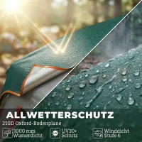 Outsunny Campingzelt für 4-6 Personen stabil 3000mm wasserdicht Familienzelt mit abnehmbarem oberen Abdeckung UV30+ Schutz Grün(m-6)