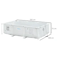 Outsunny Piscina Desmontable Tubular 292x190x75 cm con Depuradora de Cartucho 1200L/H Piscina Rectangular de Exterior para Adultos y Niños 3600L Gris(m-3)