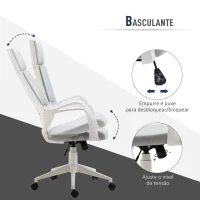 HOMCOM Cadeira de Escritório Giratória de Malha com Função de Inclinação Altura Ajustável e Encosto Alto 63x63x117-127 cm Cinza(m-5)