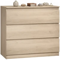 HOMCOM 3-Drawer Storage Organiser Unit, Chest of Drawers for Bedroom, Living Room, 80 x 39 x 73cm, Oak(m-12)