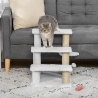 PawHut Luxe Huisdiertrap met Speelbal en Krabfunctie, Wit(m-8)