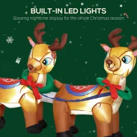 Outsunny 7.9ft Christmas Inflatable Santa on Sleigh with Two Reindeer, Outdoor Christmas Blow Up Decoration with Built-in LED Lights for Garden, Indoor Outdoor Home Decor(m-4)