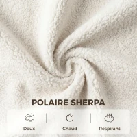 HOMCOM Fauteuil Salon Sans Accoudoirs, Fauteuil d'Appoint Rembourré en Tissu Bouclette, Coussin Épais, Assise Large, Blanc(m-6)