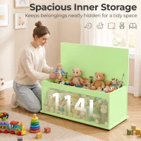 HOMCOM 114L Large Storage Chest, Green Bench Trunk with Safety Hinge for Bedroom, Living Room & Entryway(m-6)