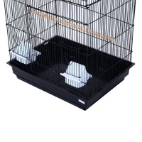 HOMCOM Cage à oiseaux avec mangeoires perchoirs 48 x 36 x 91 cm noir(m-9)