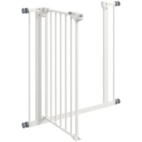 PawHut Huisdieren Veiligheidshekje, Afscheiding, Beschermhek voor Huisdieren, Metaal, Kunststof, 74-80 cm, Wit(m-8)