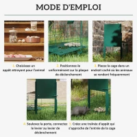 Outsunny Cage attrape animaux nuisibles 1 entrée dim. 100L x 25l x 28H cm vert foncé(m-4)