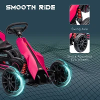 HOMCOM Kids Pedal Go Kart, with Adjustable Seat, EVA Wheels, Seat, Handbrake - Pink(m-6)