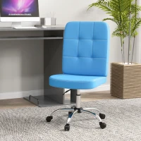 Vinsetto Cadeira de Escritório Giratória de Couro Sintético com Altura Ajustável Estilo Moderno Carga 120 kg 45x59x90-100 cm Azul(m-11)