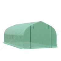 Outsunny Invernadero de Exterior Invernadero de Túnel 6x3x2 m Invernadero de Jardín Grande con 12 Ventanas y Puerta Enrollable con Cremallera Macro de Metal para Cultivo Plantas Verde(m-12)