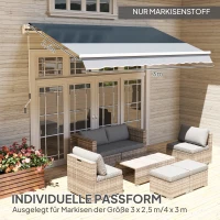 Outsunny Luifeldoek met Franje Waterafstotend Vervangingsdoek voor 4 x 3 m Luifels Grijs(m-4)