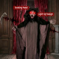 HOMCOM Halloween Standing Werewolf Animated Decoration with Light-Up Eyes, Sound and Touch Activated(m-6)