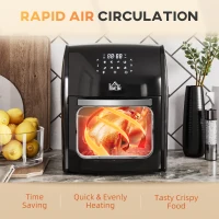HOMCOM 12L 8 in 1 Digital Air Fryer Oven with Roast, Bake, Dehydrate, 8 Preset Modes, Rapid Air Circulation, Timer, Inner Light, Memory Function, 1800W, Dish Wash Accessory, Black(m-7)