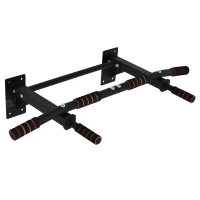 HOMCOM Barre de traction barre de fitness en acier charge maximale 120 kg montage mural 91 x 51 x 18 cm noir(m-1)