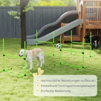 PawHut Agility-set voor honden 4-delig in hoogte verstelbare agility-uitrusting met 4 hindernissen draagtas 99 x 65 x 94 cm Groen(m-7)