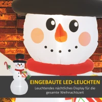 Outsunny 1,80 m Sneeuwpop met Zuurstok & Cadeau, Zelfopblazend, LED's, Weerbestendig(m-4)