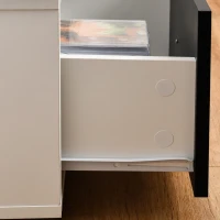 HOMCOM Mueble de TV para Televisores de hasta 60" Mesa para TV de Salón Estilo Moderno con 2 Cajones y Compartimento Abierto 140x30x32 cm Blanco y Negro(m-9)