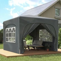 Outsunny 3 x 3m Pop-Up Gazebo Shelter, with Accessories - Dark Grey(m-10)