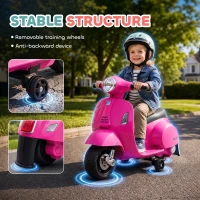 HOMCOM Vespa Licensed 6V Kids Electric Motorbike Ride On Motorcycle  Battery Powered for 18-36 Months with Horn, Pink(m-6)