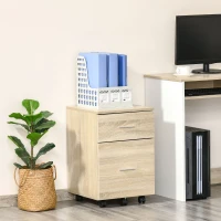 Vinsetto Bürocontainer mit 2 Schubladen Hängeregistratur Aktenschrank Büroschrank Aufbewahrung von Akten Spanplatte Natur 39,5 x 39 x 58,5 cm(m-10)