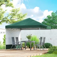 Outsunny Tenda Dobrável 3x3 m Pop-up com Parede Lateral Proteção UPF50+ Empurre Central Altura Ajustável Verde(m-10)