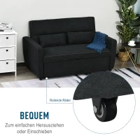 HOMCOM Slaapbank chaise longue slaapbank 2-zits bankstel in stof donkergrijs(m-4)