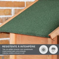 PawHut Gaiola para Pássaros de Madeira com 3 Portas 4 Poleiros Bandeja Amovível e Teto Asfáltico 80,5x57x153 cm Natural(m-5)