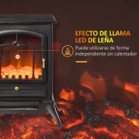 HOMCOM Chimenea Decorativa con Efecto de Llama Termostato y Protección contra Sobrecalentamiento 45x28x54 cm Negro(m-4)