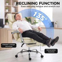 HOMCOM Executive Office Chair, PU Big and Tall Office Chair 180 kg with Wide Seat, Reclining, Lumbar Support, Beige(m-8)