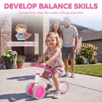 AIYAPLAY Balance Bike for Kids 1-2 Years, Toddler Bike with Adjustable Seat and Lighting Rear Wheels for Boys and Girls, Pink(m-8)