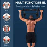 HOMCOM Barre de traction barre de fitness en acier charge maximale 120 kg montage mural 91 x 51 x 18 cm noir(m-6)