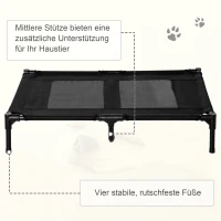 PawHut Hondenbed, Outdoor Hondenbed, inklapbaar, ademend, Zwart(m-7)